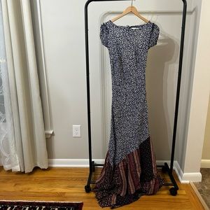 Size 12 Free People Open Back Vintage Patch Midi Dress